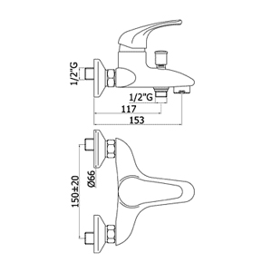 disegno tecnico rubinetti vasca paffoni nettuno 2